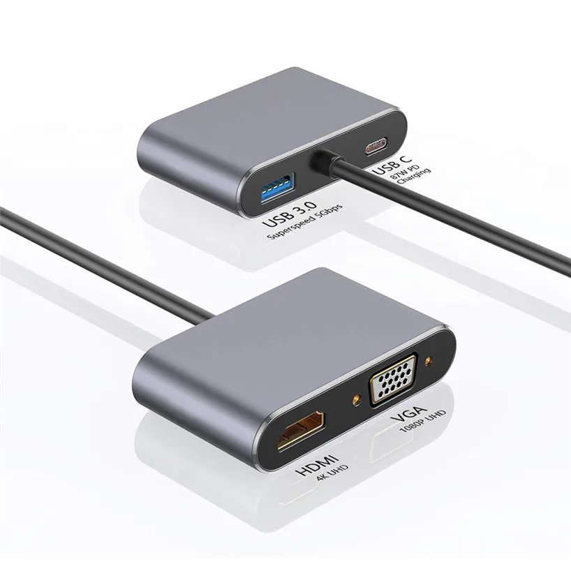 4  2 in 1 USB C 3.1 HDMI VGA Adapter TYPE C Type-c to HDMI 4K VGA UHD Converter Adapter For Macbook Samaung  Huawei Google