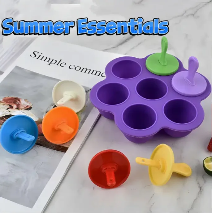 Hot Selling Eco-friendly Food Grade Silicone 7-Hole DIY Mold for Cute Homemade Fruit Milkshake and Ice Cream supplier