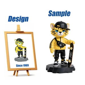 Shengye Make Your Own 3D Print Sports Skateboard Leopard PVC Vinyl Crystal Figurine Colorful Decoration Boys Action Figure Gifts