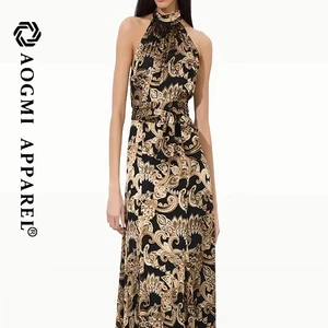 Haute Couture Fashion Ladies Soft Velvet Fabric 3D Halter Neckline A-Line Silhouette Anti-Static & Breathable Dress