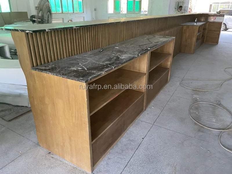 Custom Modern Large Solid Wood Reception Desk Office Front Counter Hotel Hospital School Basement Home Bar Mall Supermarket