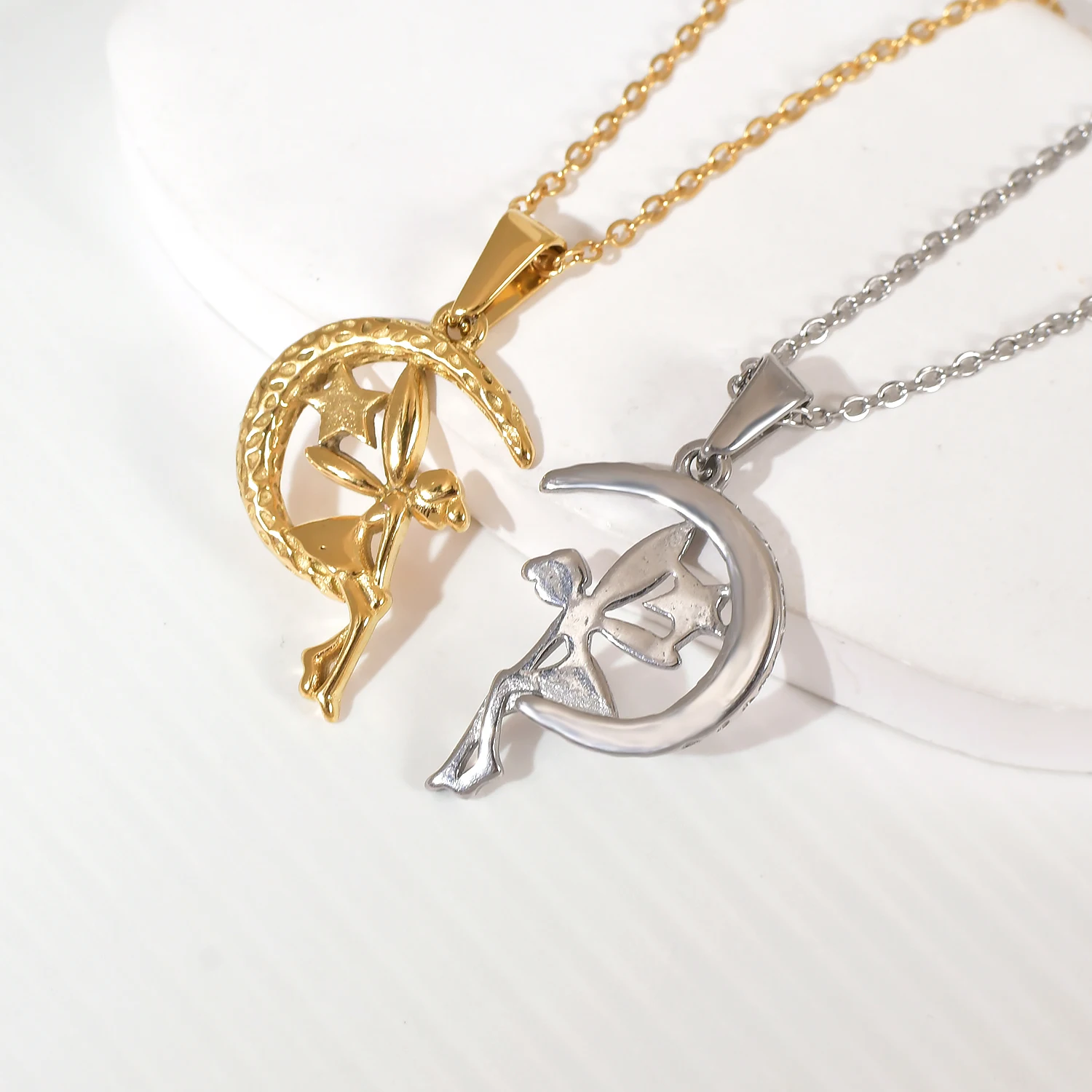 Olivia Stainless Steel Angel Fairy Little Girl Pendant Men Women Cupid  Charm 18k Gold Fashion Pendants for Jewelry Making