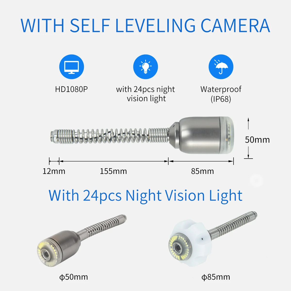 Factory Wholesale Sewer CCTV Pipe Camera 1080P Camera Waterproof IP68 9inch Screen Keyboard Industrial Video Inspection Camera details