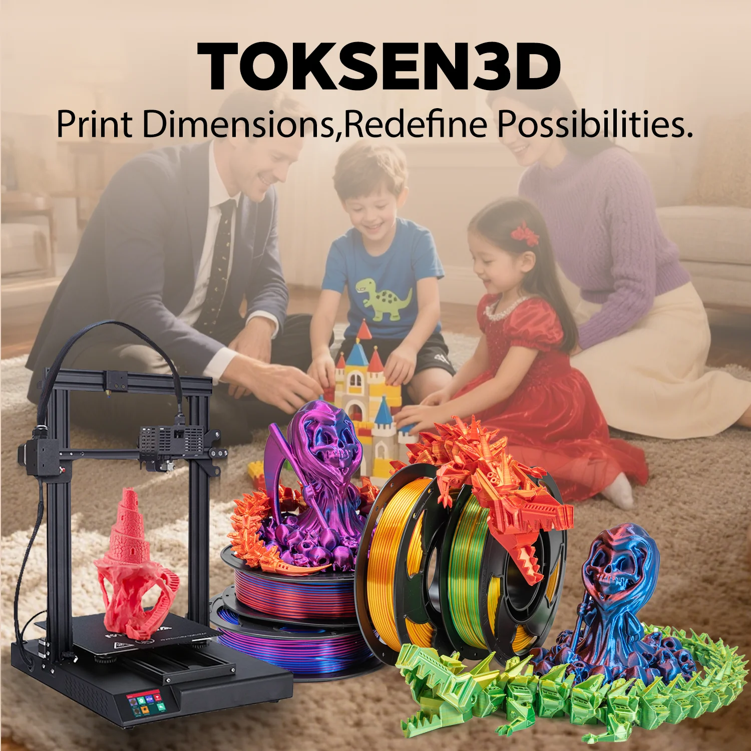 Silk Dual & Tri Color PLA Filament 1.75mm PLA 3D Printer Bi-Color ...