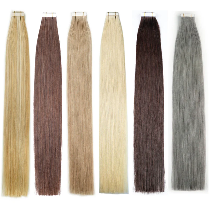 High Quality Remy Russian Human Hair Customize Double Side Tape In Human Hair Extension