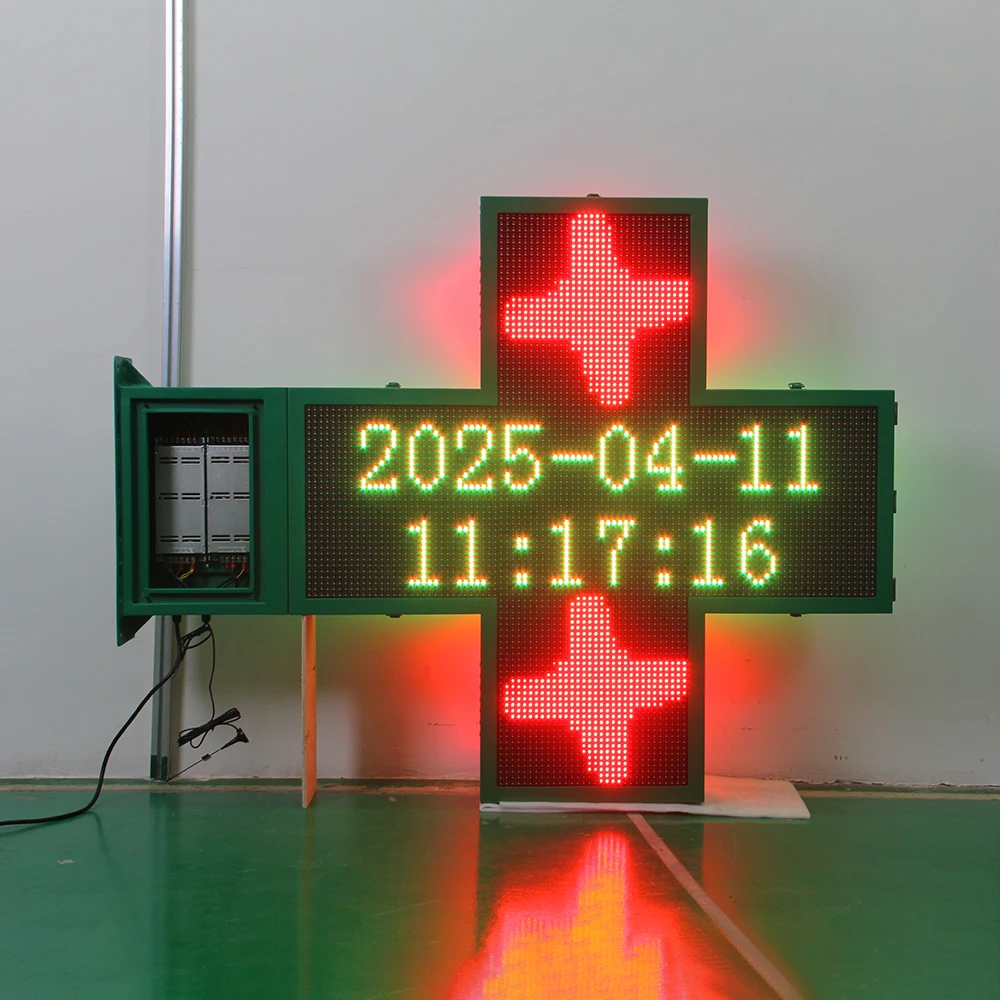 Two Color Screen Table Pharmacy Cross logo Custom LED P10 Red and Green Two-color Screen for ...