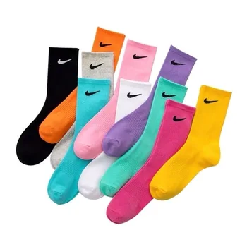 Amazon hot sell high grade quality custom logo socks branded men's cotton socks unisex adult size athletic sports NK socks