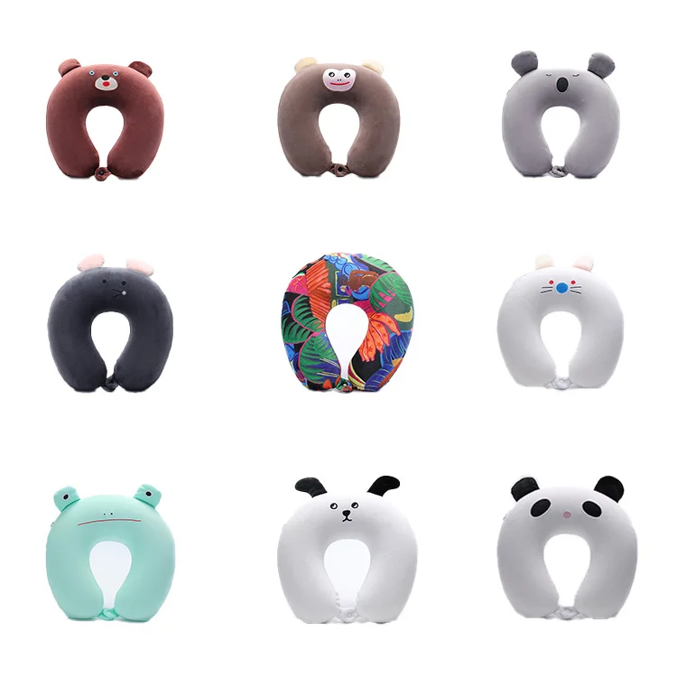 Wholesale washable removable cute children's memory foam neck pillow with cute cartoon pattern