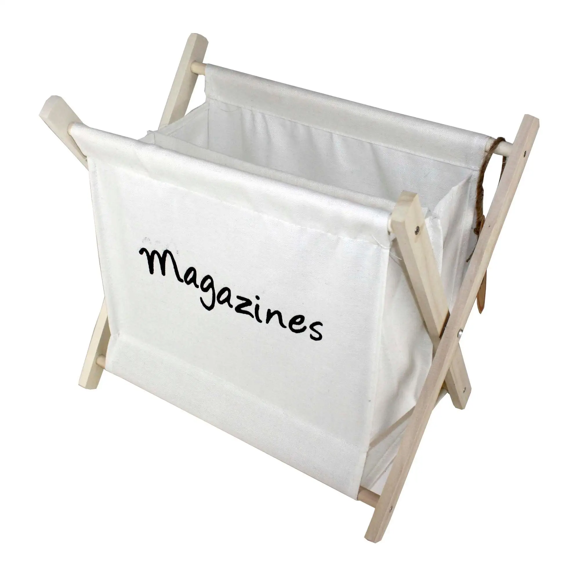 Guaranteed4Less Wooden Magazine Rack Folding Newspaper Holder Stand Remote Organiser Floor Book Off White 
