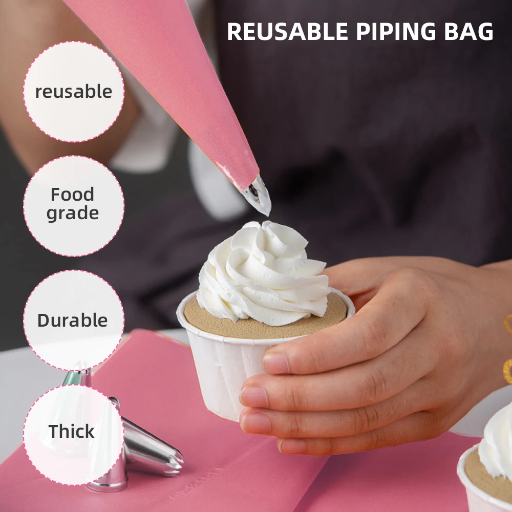 Eco-friendly Pink TPU Cake Decorating Bags 12 to 18 Inch