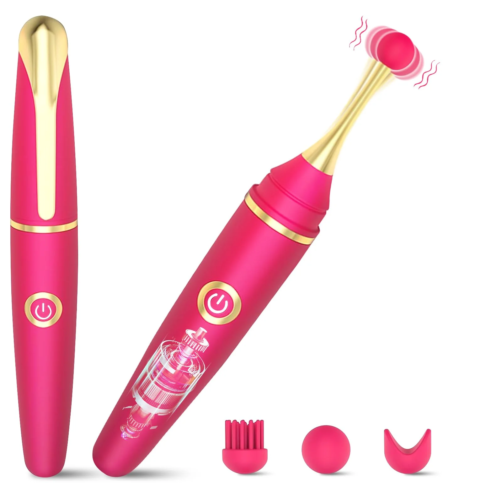 Hand Massage Mini Vibrator - Waterproof Rose Red Silicone G Spot Rabbit for  Men, USB Rechargeable, 10 Frequencies, Sex Toy
