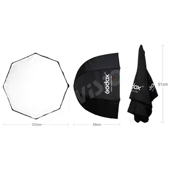 GODOX-120cm 47.3in Portable Octagon Reflective Umbrella Silver with Portable Octabox for Studio Photography Flash Speedlight detail image