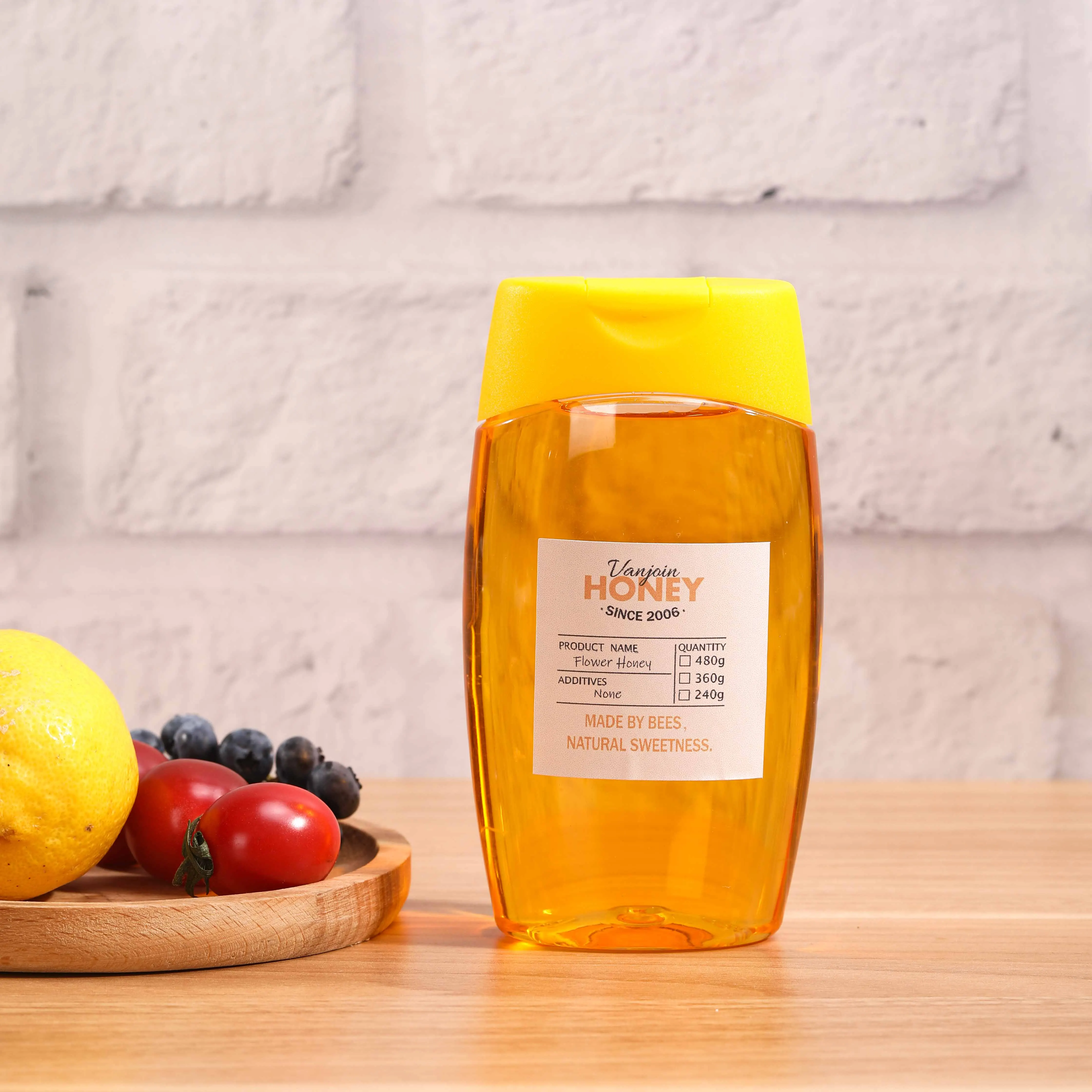 230ml Clear Plastic Honey Bottles,Refillable Food Grade Honey Container