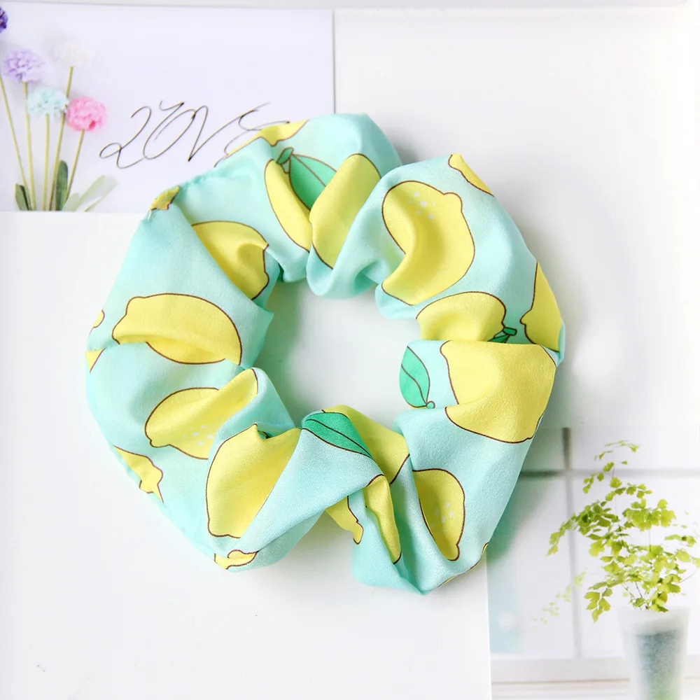 2022 Spring and Summer Fruits Printing Hair Scrunchies for Girls and Women Cute Lovely Hair Elastic Holder