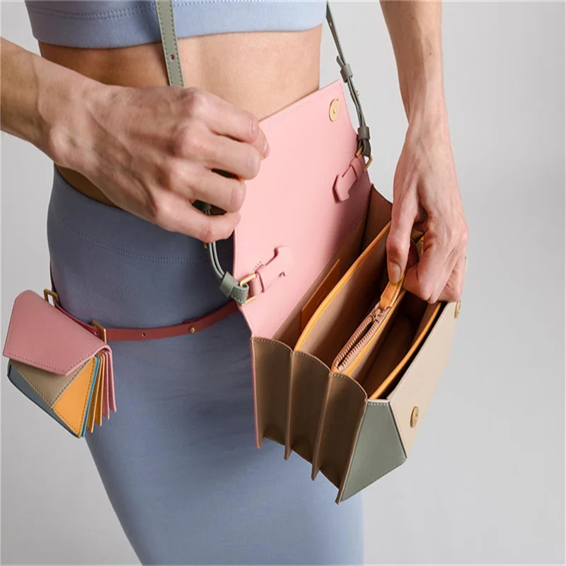 2023New Geometry Splicing Hand Bag Stylish Niche Design Cross-body Bag