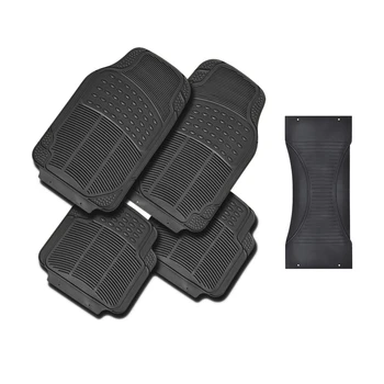 All Weather Protection Universal Fit  Heavy Duty 5pcs Front & Rear Rubber/PVC Floor Mats for Car SUV Van & Truck,Beige