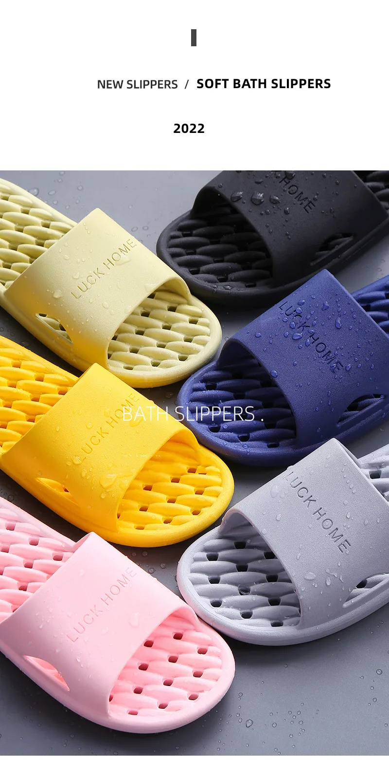 Four Seasons Bath Slippers Female And Male Leaking Anti-skid Household ...