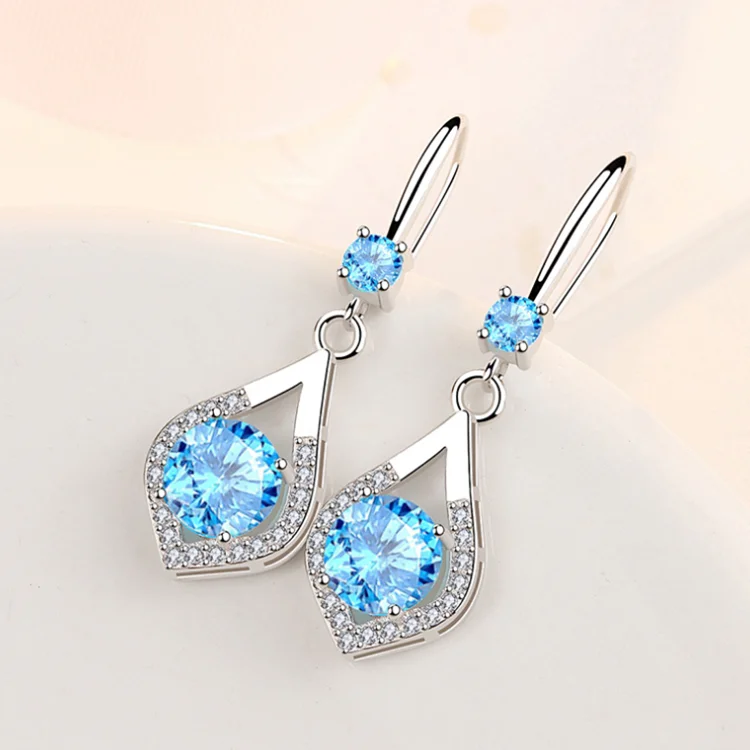 Korean Multicolor Drop Earrings Shiny Zircon Earrings With Diamond Crystal Earrings