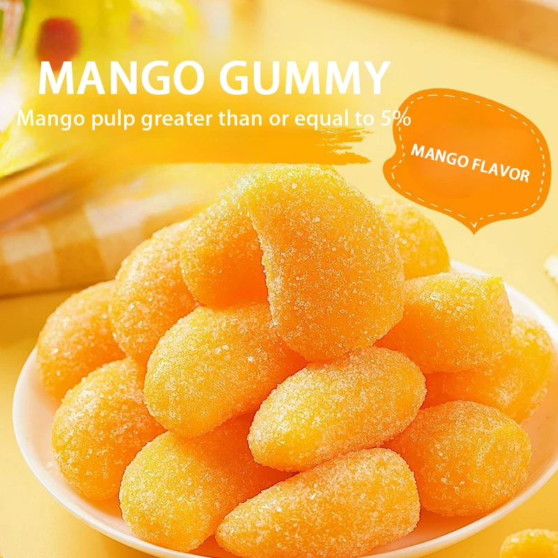 Mango-flavored Gummy Candy Wedding Candies Fruity Soft Christmas Snacks Bulk Wholesale with Bag Packaging Sweets for All