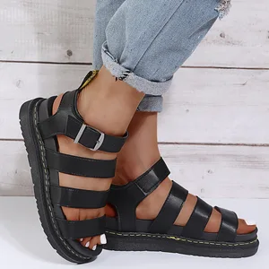 2022 Summer Shoes Woman Flats Platform Sandals Women Soft Leather Casual Open Toe Thick Bottom Wedges Chunky Women Shoes