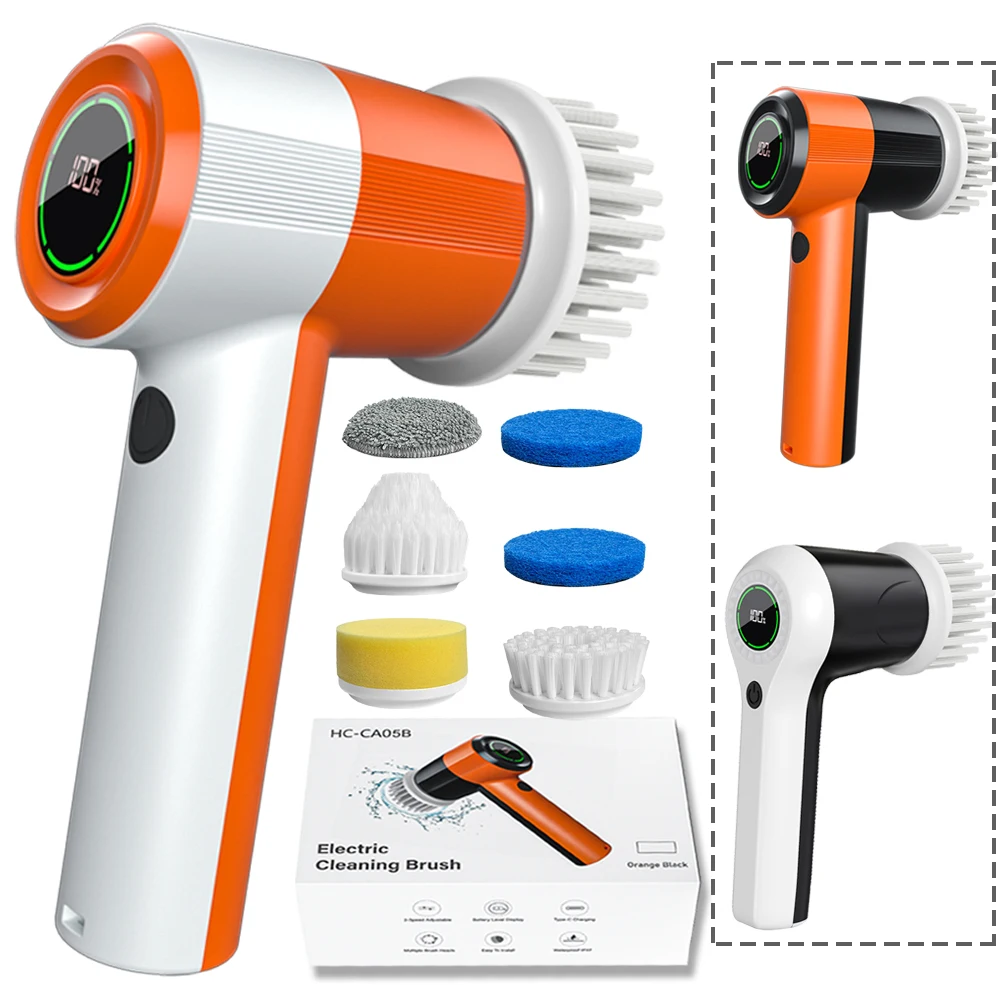 Leebein Electric Spin Scrubber,Cordless Cleaning Brush With Extendable Handle And 8 Replaceable Brush Heads,Power Shower Scrubber For Bathroom,Kitchen,Tile,Floor,Blue - View #4