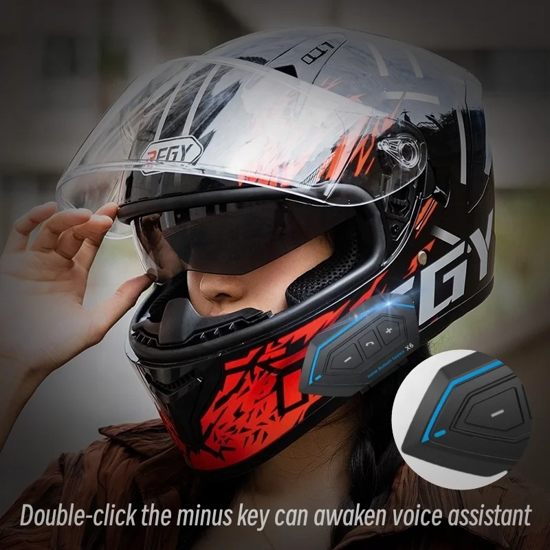 New Motorcycle Full Face Helmets Bluetooth Smart Headset Intercom