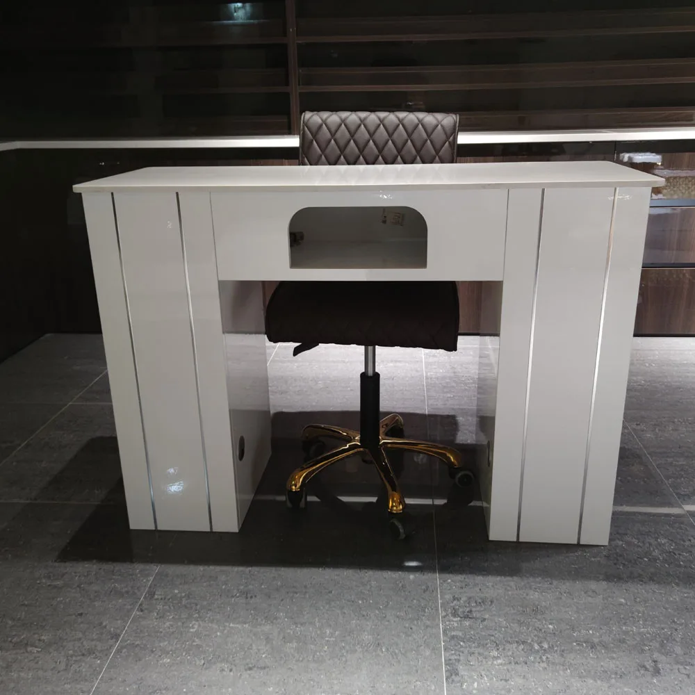 Bomacy Beauty Salon Nail Station Modern White French Style Latest Salon Furniture Marble Top Manicure Table