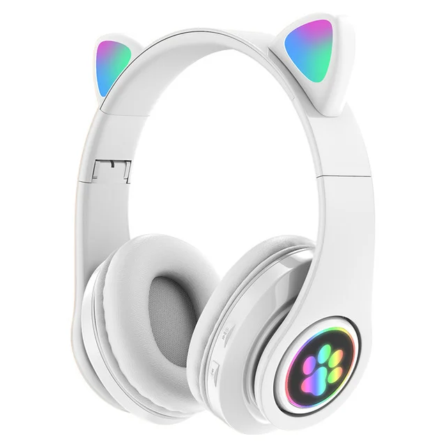 B39 Headsets Women Kids Children Cute Cat Ear Headphones Headset LED Glowing Foldable Cat Ear BT5.0 Earphone Wireless Headphones - ANKUX.COM