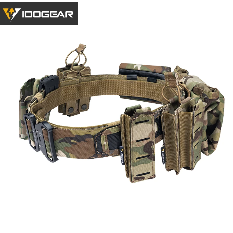 IDOGEAR 2 Tactical Belt Quick Release Metal Buckle Laser MOLLE Military  Hunting