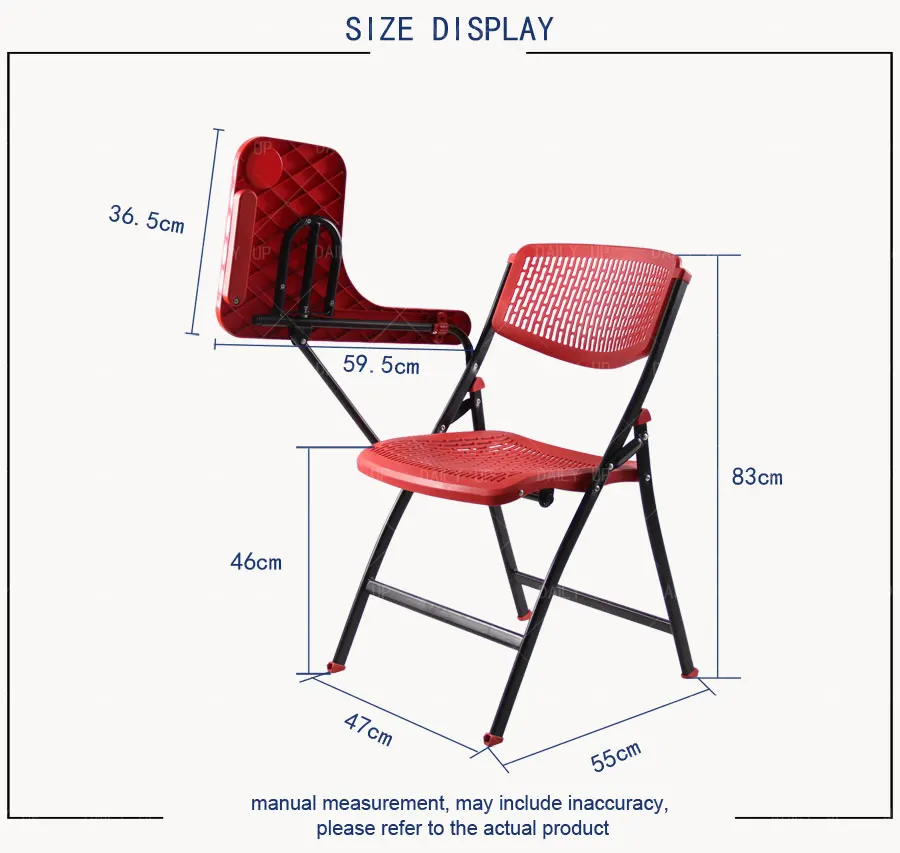 Breathable Foldable Training Chair With Tablet Ergonomic Folding Student Chair With Footrest Writing Pad For Meeting Conference