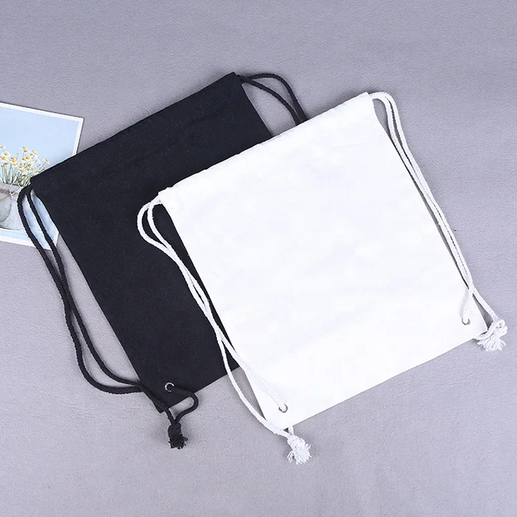 Custom Logo Drawstring Backpack Bag High Quality Eco Friendly Cotton Canvas Drawstring Bags