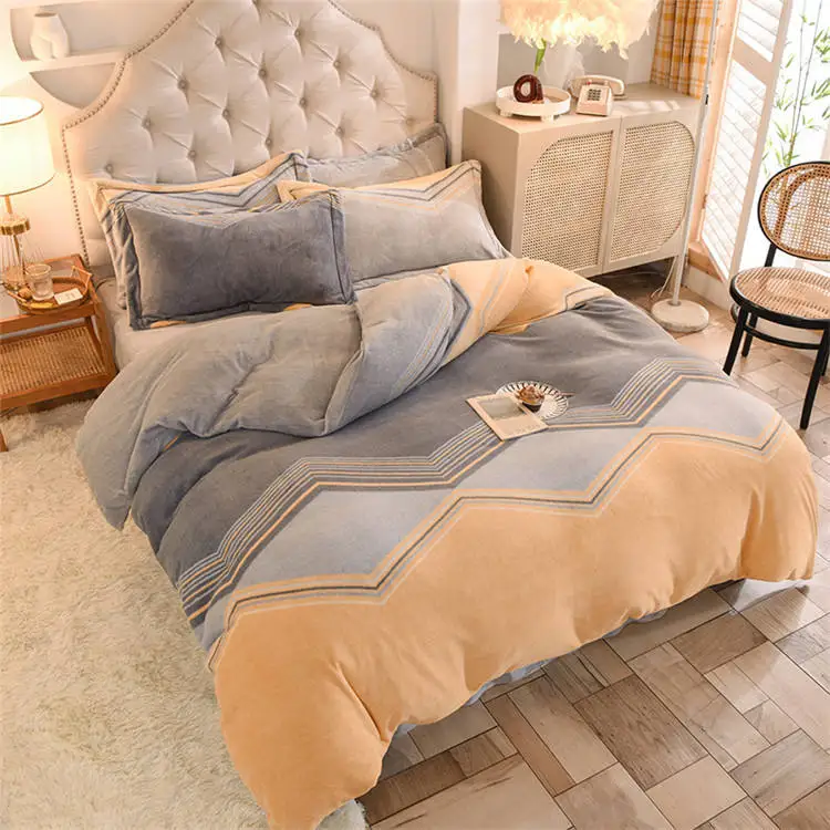 Winter velvety milk four sets coral bed sheets and bedding covers