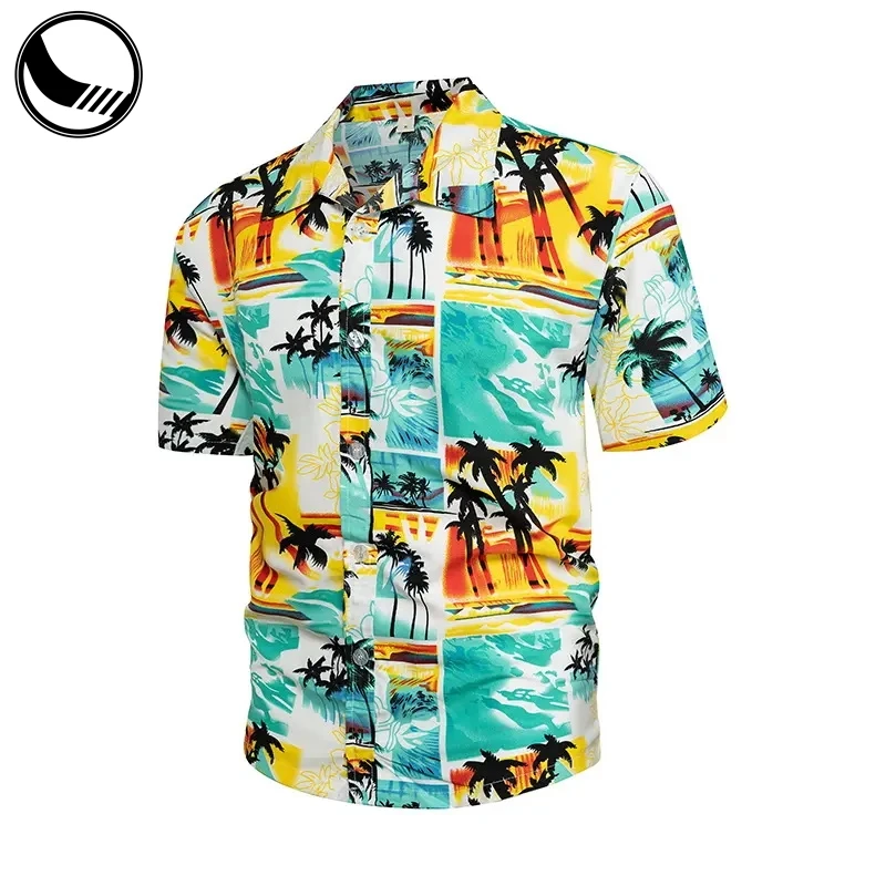 Polynesian Fashion Short Sleeve Beach Custom Wholesale Men Hawaiian Shirt and Shorts