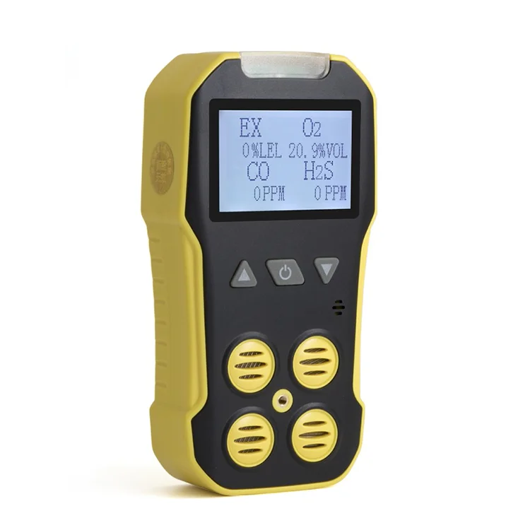 Высокочувствительный портативный горючий H2S O2 CO 4 в 1 ручной перезаряжаемый промышленный многогазовый детектор с