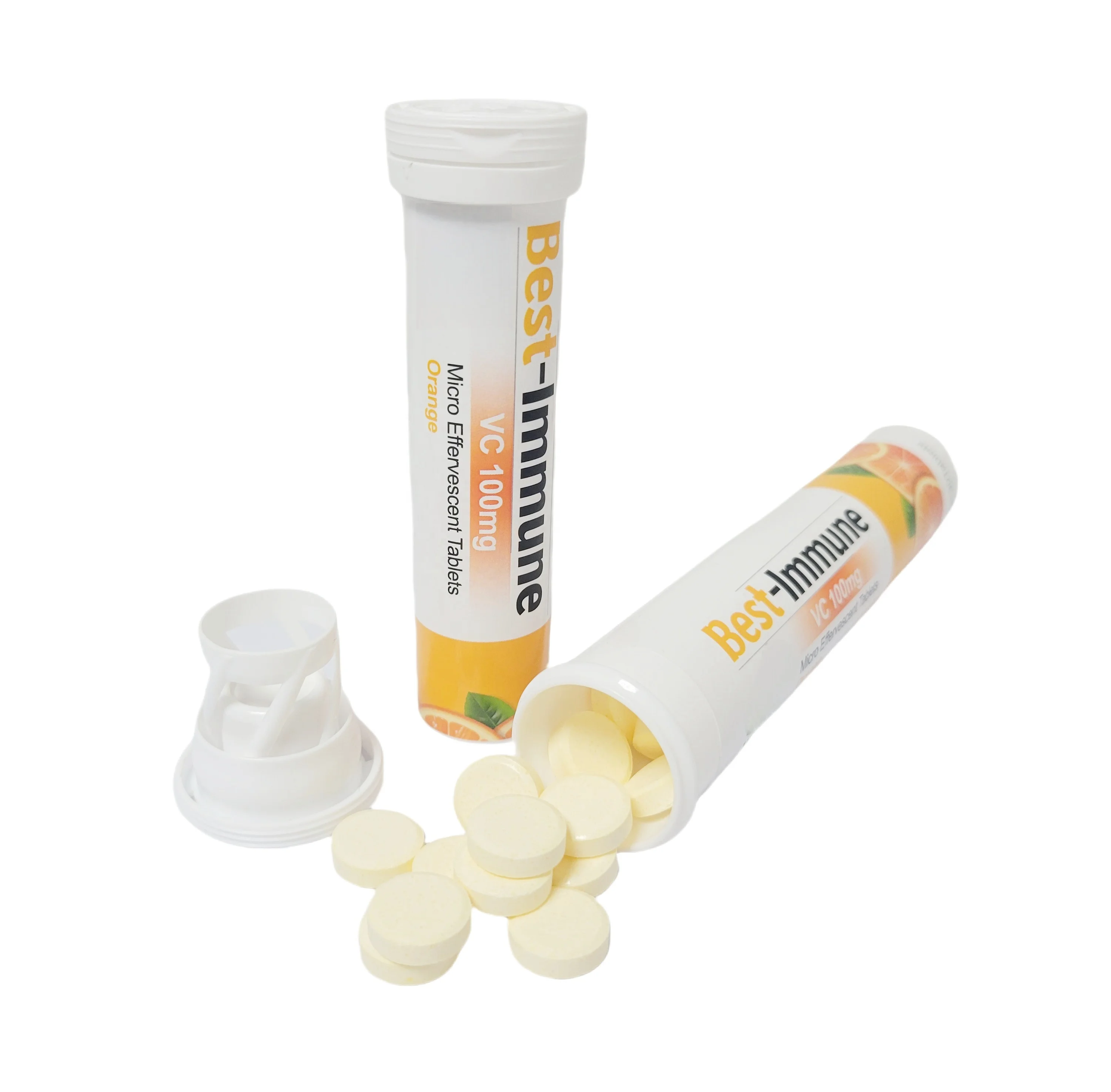 High Quality OEM Vitamin C 100mg Buccal Lozenge Tablet / Vitamin C Micro Effervescent Tablet