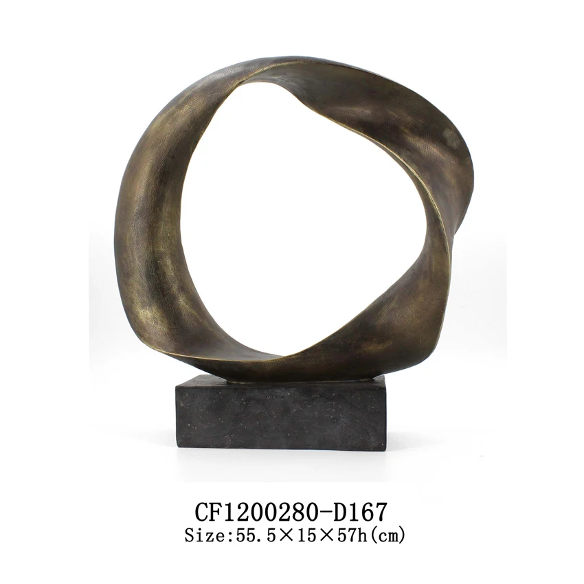 Custom Nordic Modern Resin Bronze Abstract Ribbon Circles For Modern Interior Decor supplier