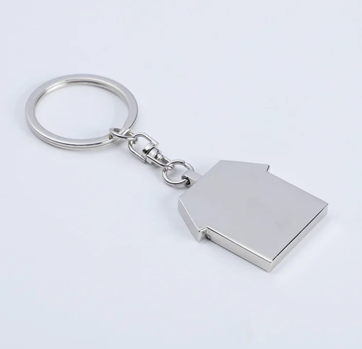 Custom Shape logo laser engrave Metal keychain tags in different house shape