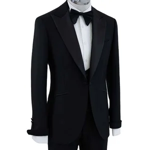 Men's High Quality Slim-Fit Double Slit Italian Style Wool Viscose Anti-Wrinkle Dress Suit Classic Style Tuxedo Wedding Business