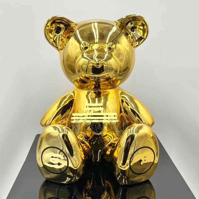 Modern Creative Resin Teddy Bear Sculpture Paint Bucket Indoor High-grade Home Decoration Pop Art Luxury Statue