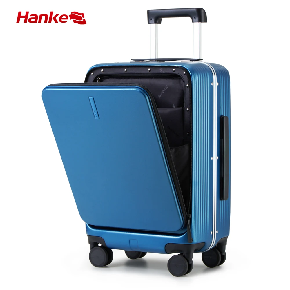 Hanke Luggage Hardside Suitcase with Wheels & Front Opening, 24in Large  Checked in Luggage Aluminum Frame PC Rolling Suitcases Travel Bag TSA Lock  - Jet Black - Walmart.com
