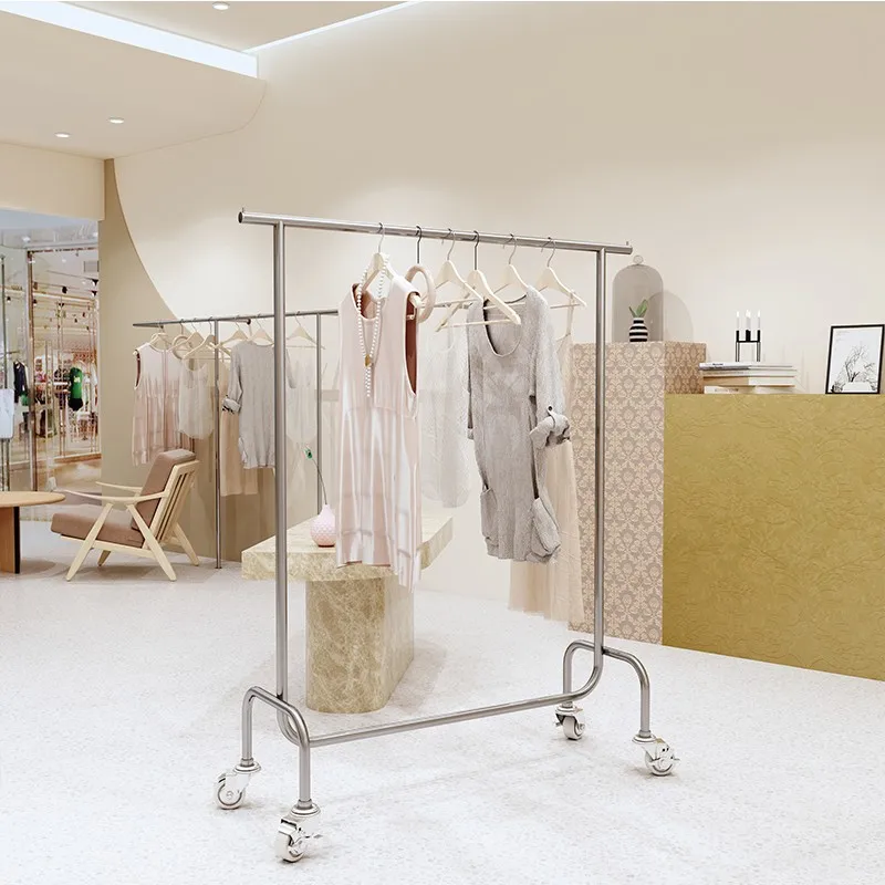 Kainice Wholesale Shop Fittings Stainless Steel Shelves Garment Hanger