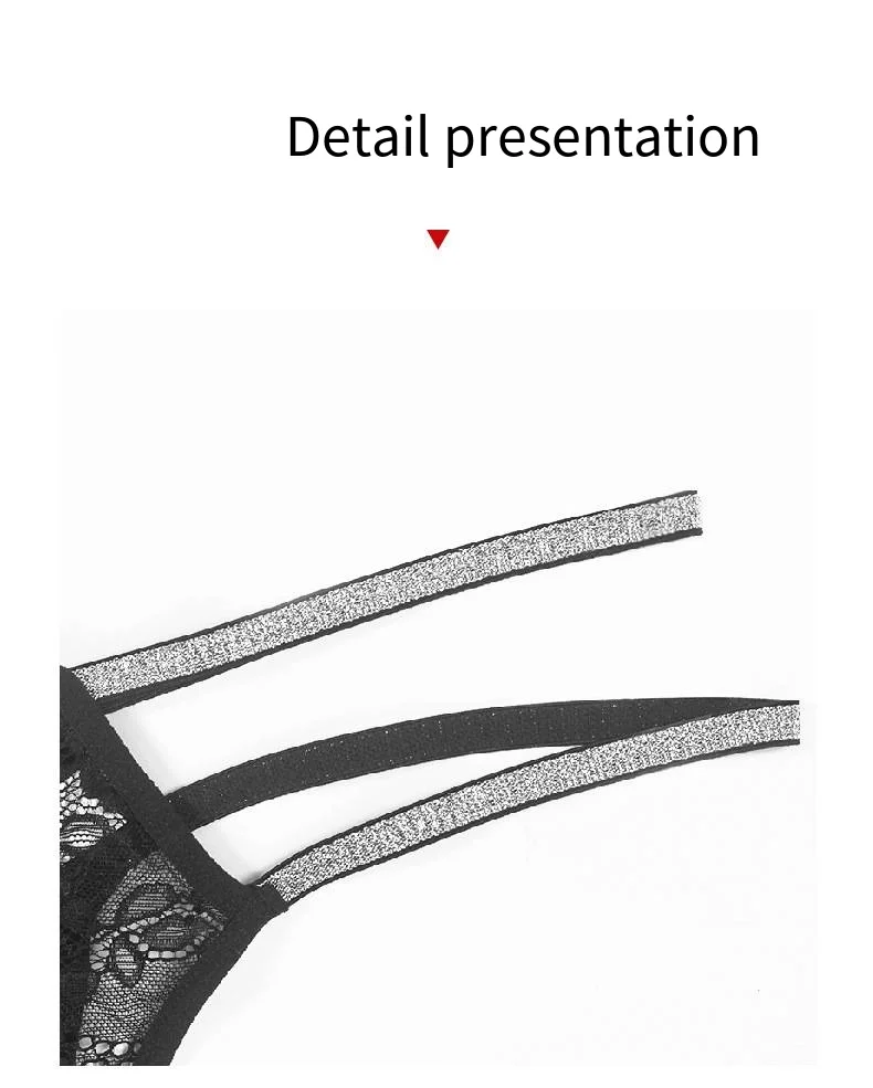 Women Underwear Cross Shining Rhinestones Waistband Women Black Lace Hollow Thongs And G String