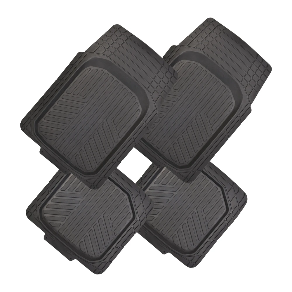 Black Rubber Car Mat Full Set 4 Pcs Suitable For Universal Vehicles