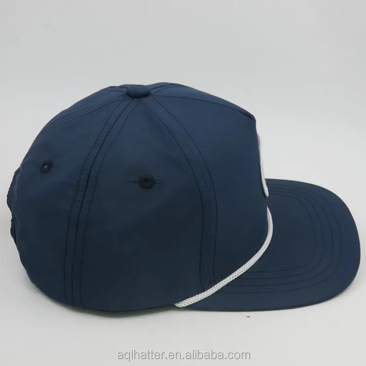 100% Nylon Sports Caps Flat Bill Custom Snapback Rope Hat 5 Panel Kids 