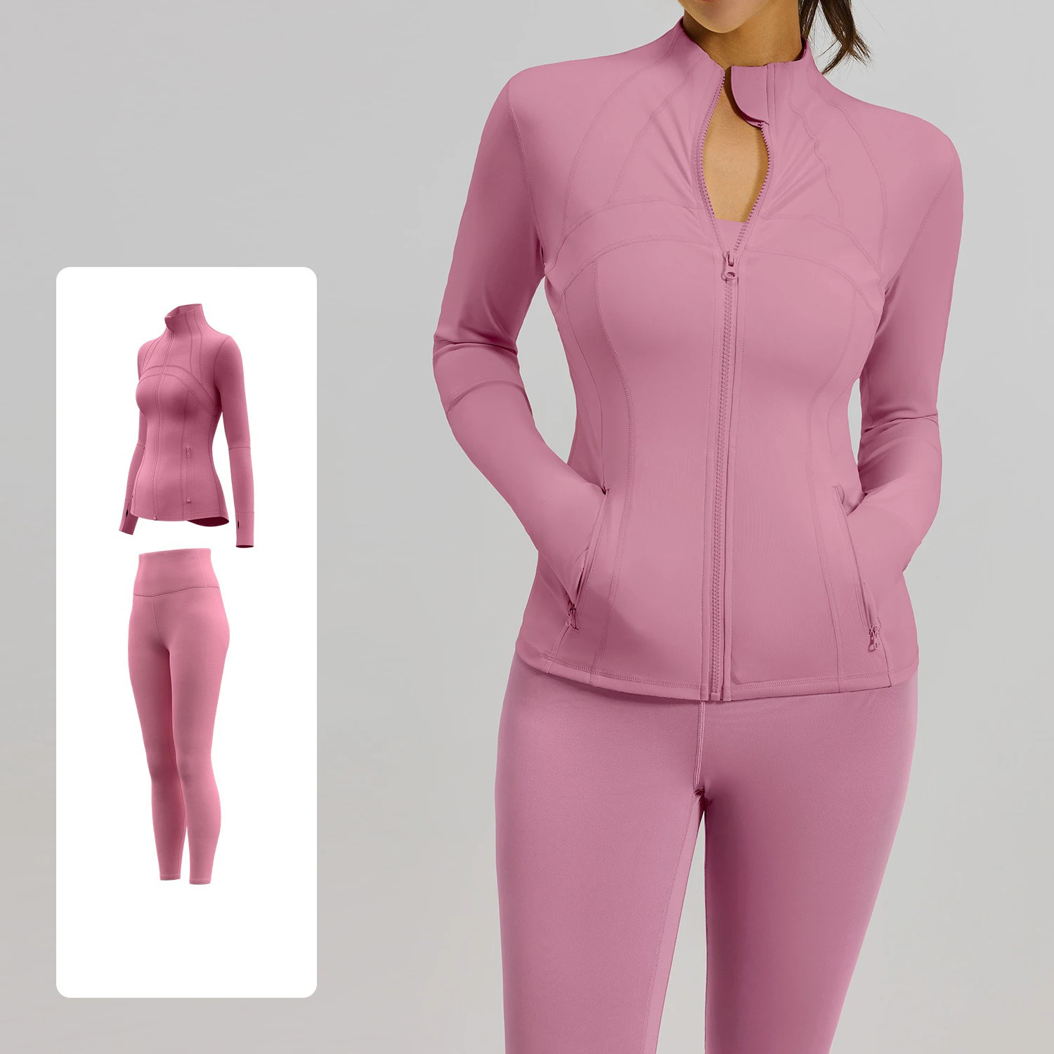 Wholesale New Comfortable Zipper Slim Jackets 2pcs Sport Wear Set High Waist Flare Pants for Women Gym Fitness Yoga Sets