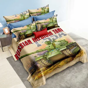Cartoon Design Bed Sheet Tank Boys Kids Duvet Covers Game 3D Digital Microfiber Children Printed Bed Sheet Bedding  Sets