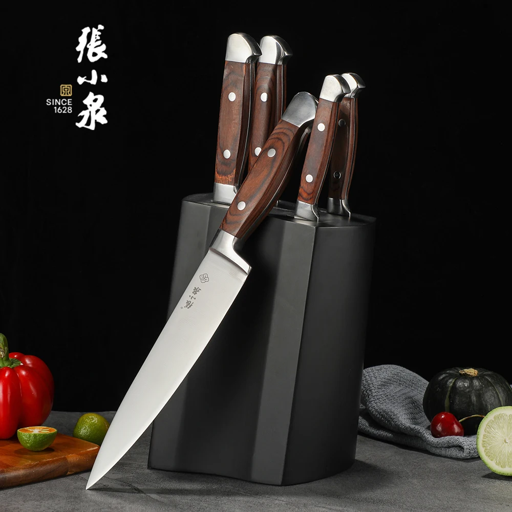 Double Bolster Knife Set With Pakka Wood Kitchen Knife Set Complete