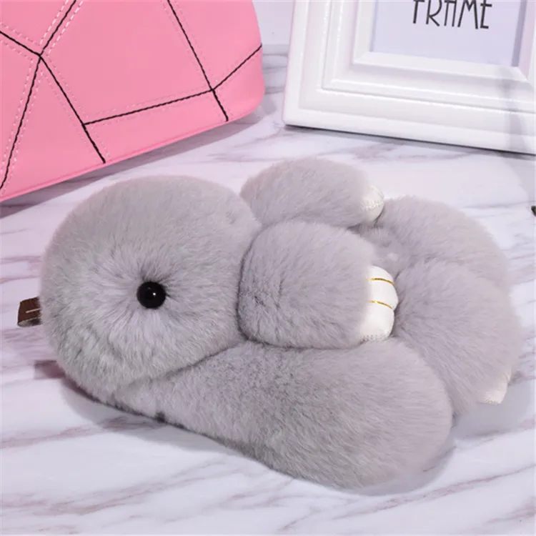 Factory Wholesale Cute Bunny Plush Fur Real Rex Keyring Pendant ...