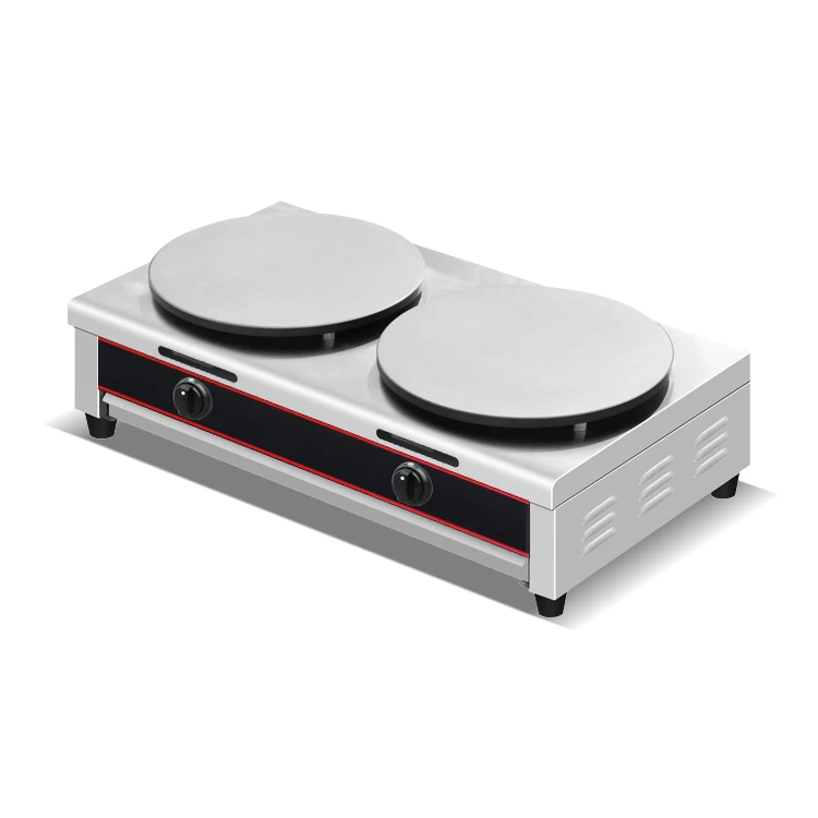 Snack Machines Commercial Double Crepe Maker Gas Crepe Cake Machine / Pancake Maker