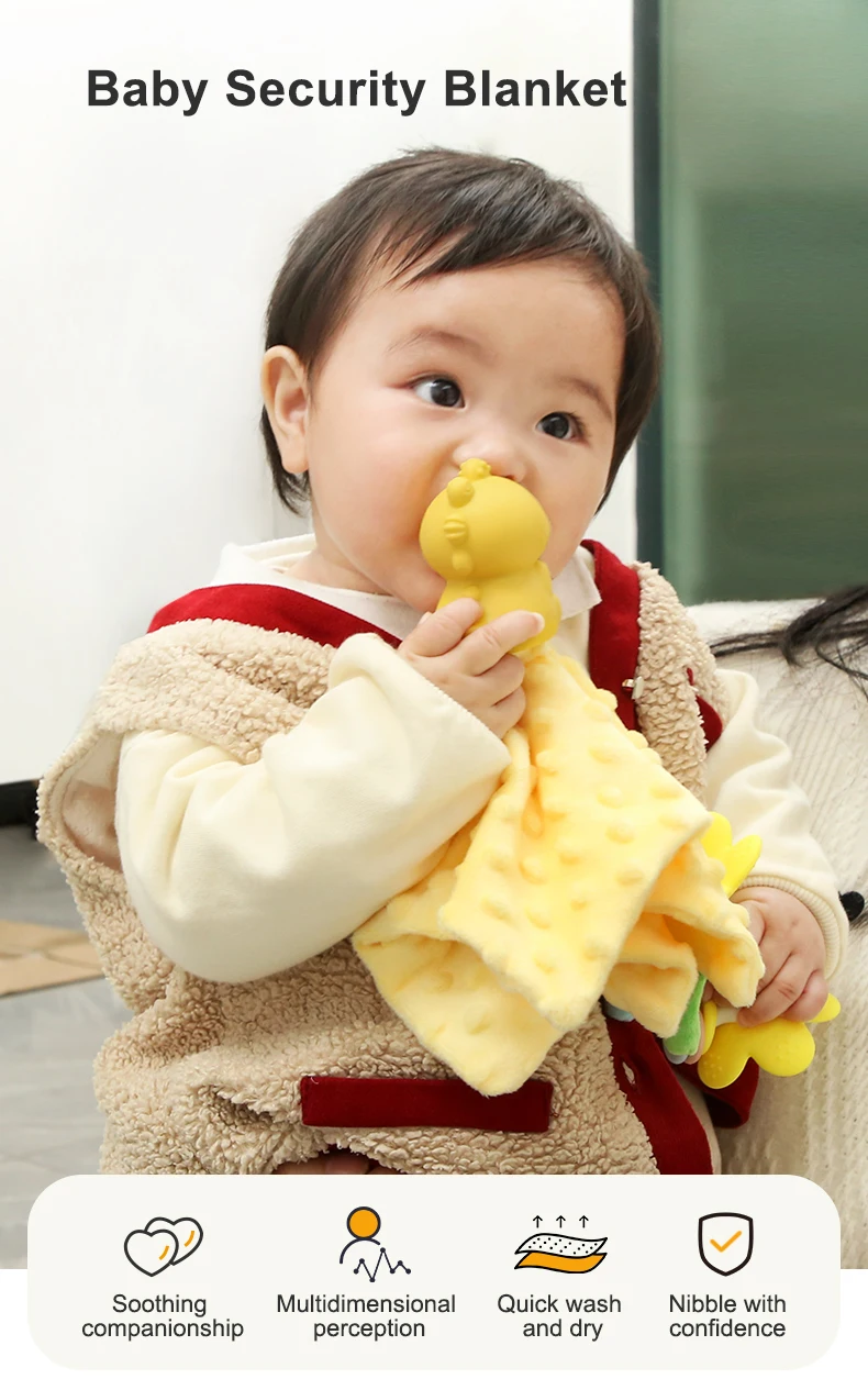 Soothing Teether Sleep Comforting Blanket Soft Tattle Teether Toy